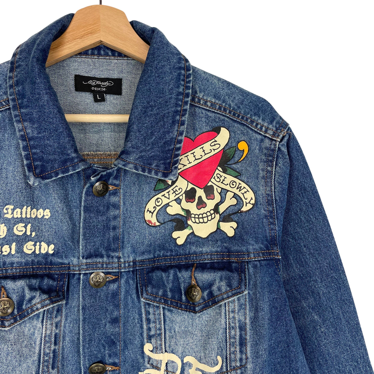 Ed Hardy Denim Trucker Jacket Large
