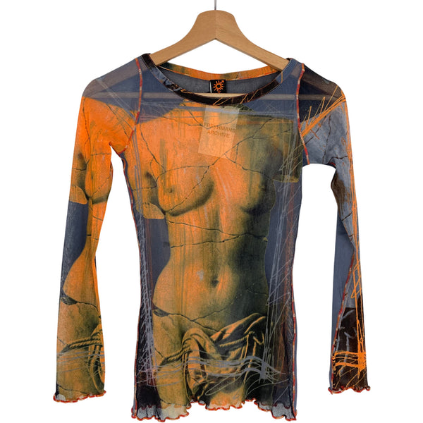 Vintage Jean Paul Gaultier SS 1999 Soleil Venus De Milo Mesh Top Small