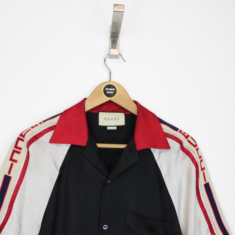 Gucci Logo Stripe Bowling Shirt Small