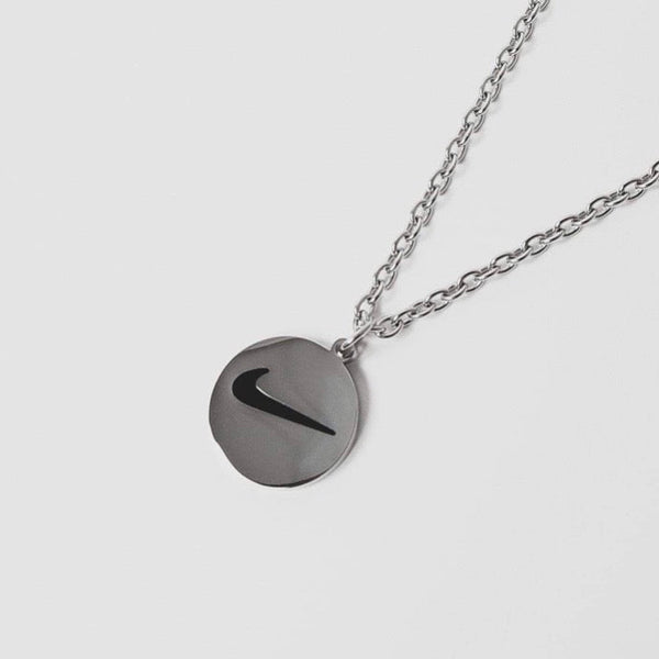 Nike Round Swoosh Necklace Silver