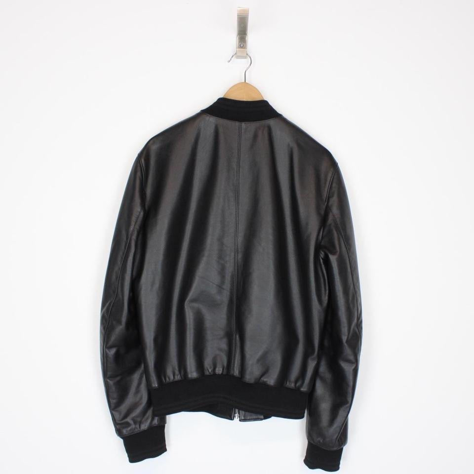 Dolce & Gabbana Logo Plaque Leather Jacket Large