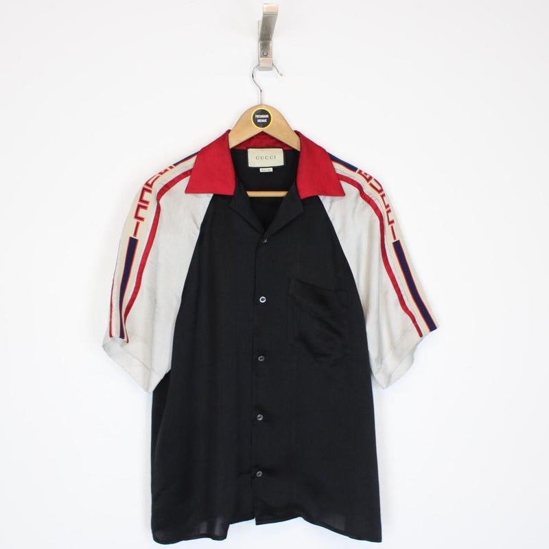 Gucci Logo Stripe Bowling Shirt Small