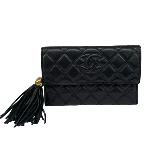 Pre-Loved Chanel Quilted CC Logo Tassel Clutch Wallet