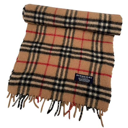 Vintage 90s Burberry Beige Nova Check Lambswool Scarf