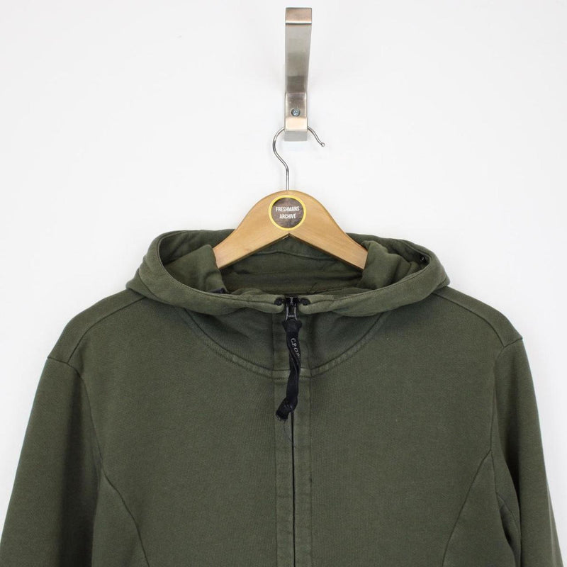 CP Company Green Cotton Full Zip Goggle Hoodie Jumper