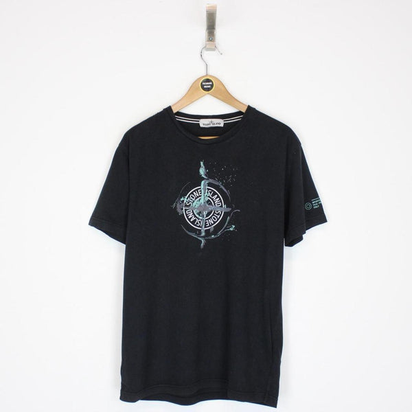 Stone Island SS 2021 Black Short Sleeve Logo Print Cotton T-Shirt