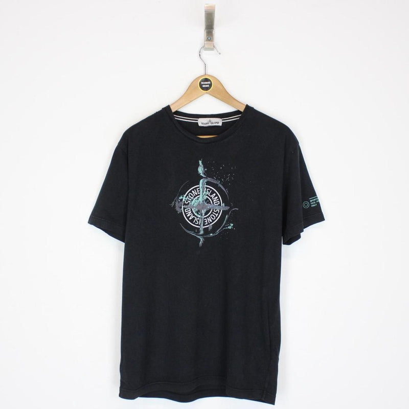 Stone Island SS 2021 Black Short Sleeve Logo Print Cotton T-Shirt