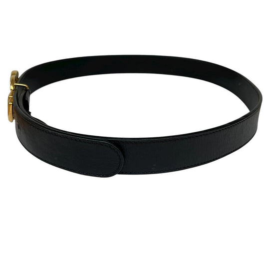 Gucci Black and Gold Marmont Leather Belt with GG Buckle