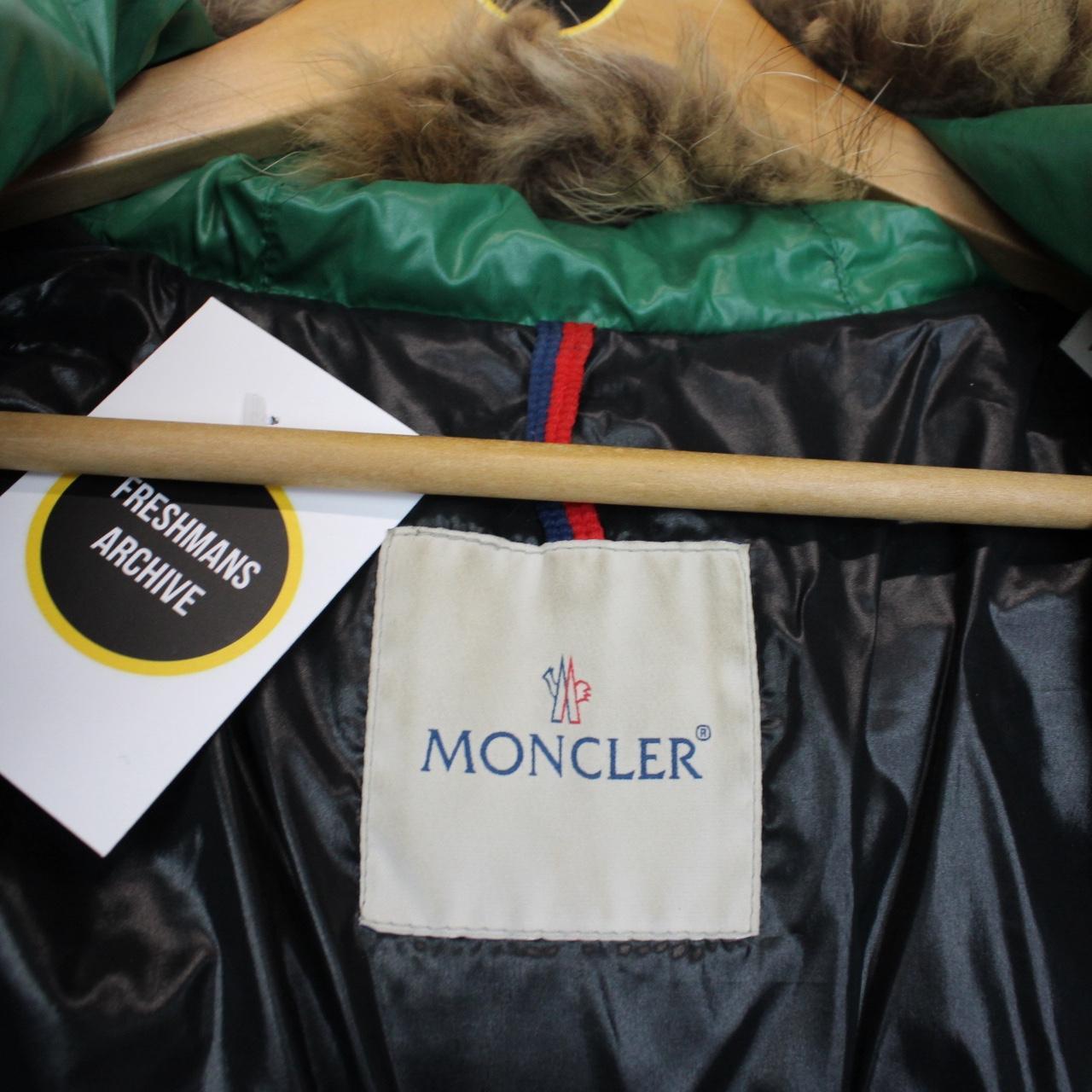 Moncler Green Fur Hooded Nylon Down Puffer Jacket