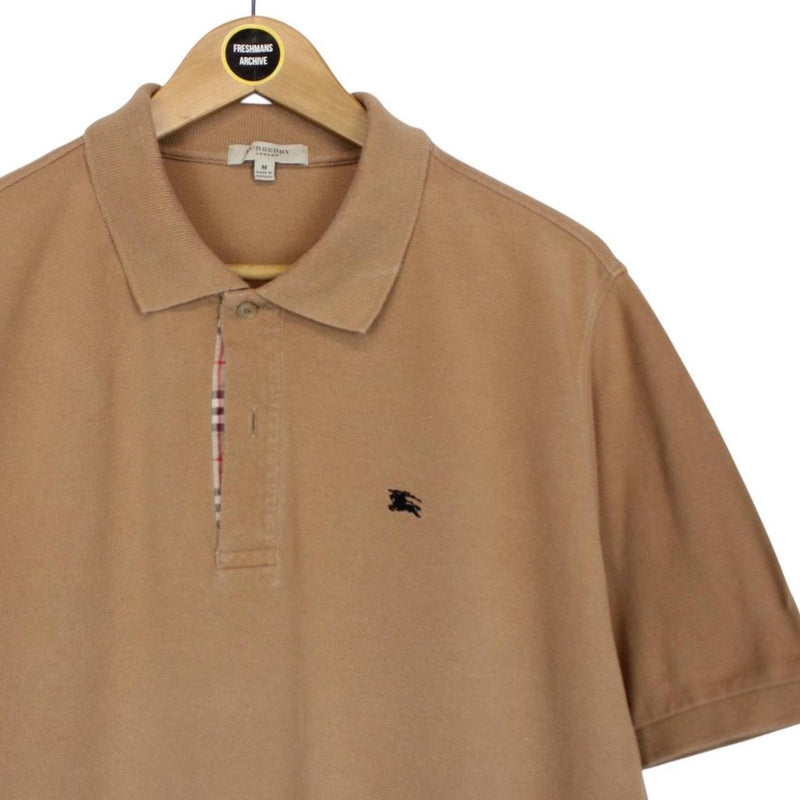 Burberry London Tan Brown Nova Check Short Sleeve Cotton Polo Shirt