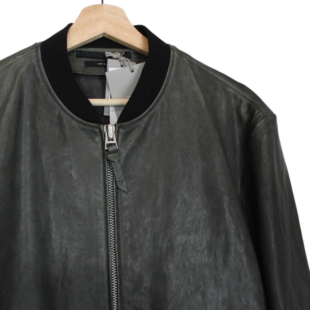 TOM FORD grey bomber jacket full zip lambskin leather with original tags and hardware.