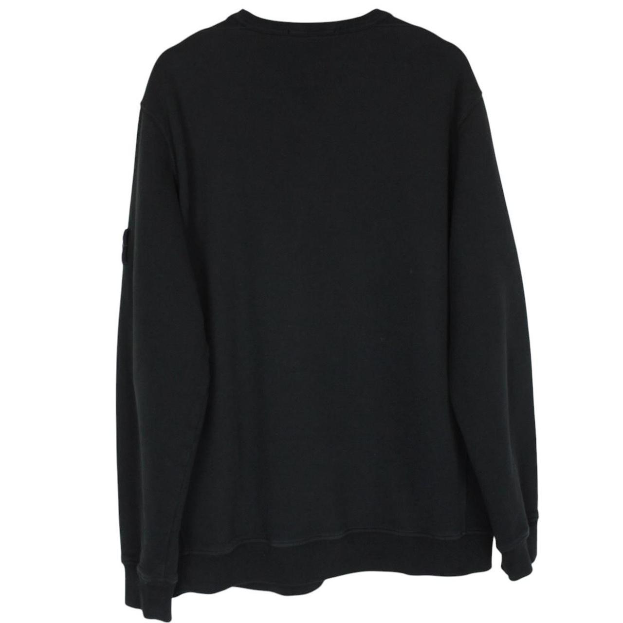 Stone Island black cotton sweatshirt with embroidered compass logo and ribbed cuffs.