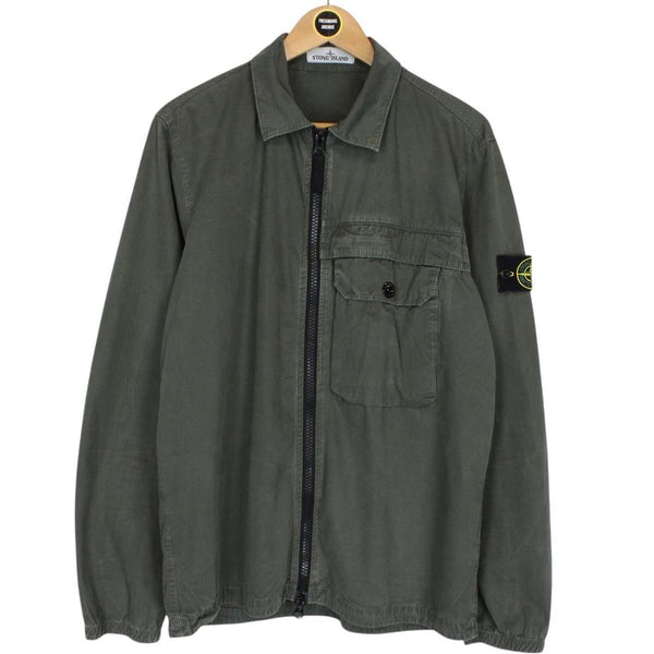 Stone Island AW 2020 Green Full Zip Cotton Overshirt Jacket