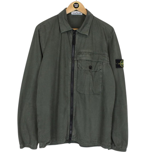 Stone Island AW 2020 Green Full Zip Cotton Overshirt Jacket