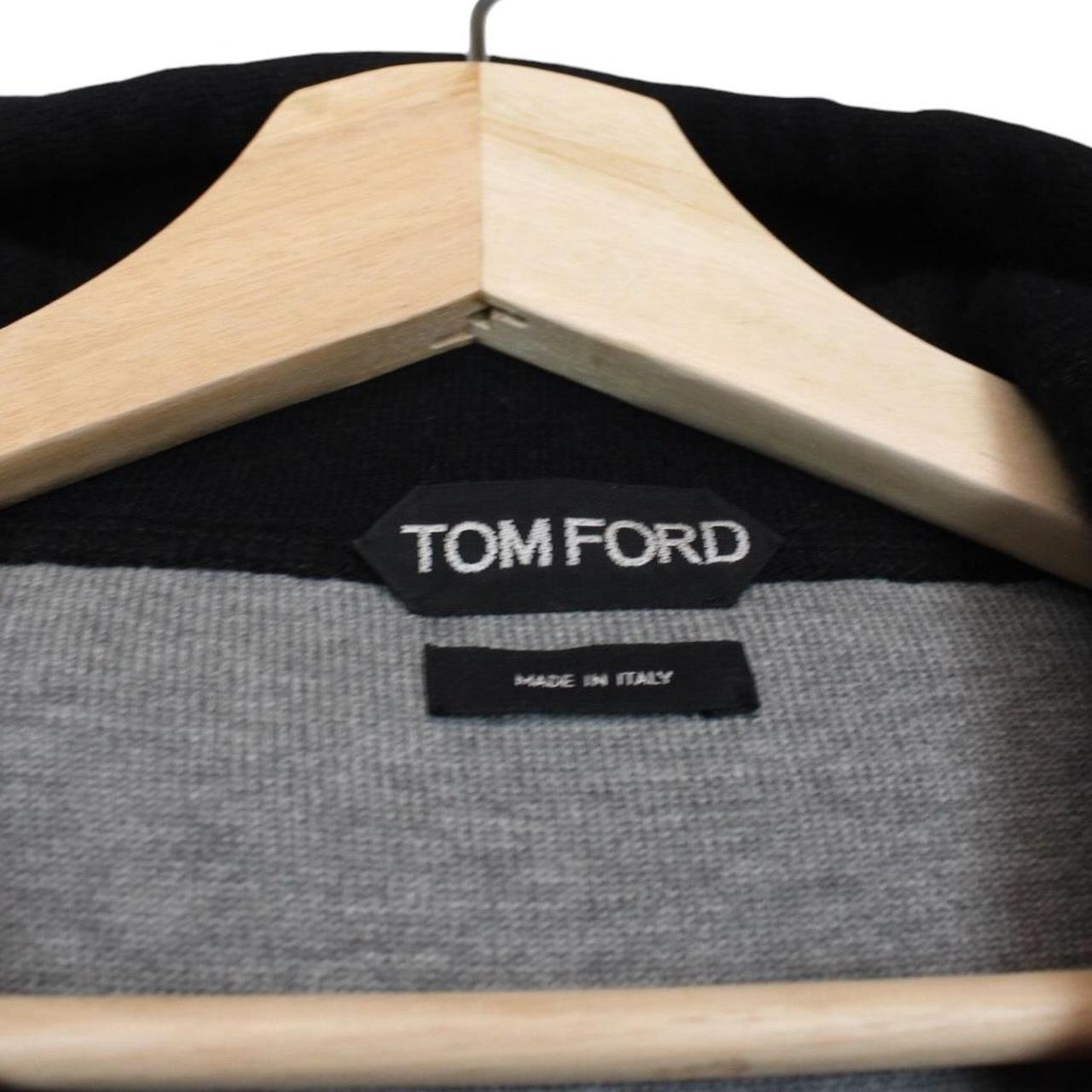 TOM FORD black full zip hoodie cashmere cotton blend with logo detail.