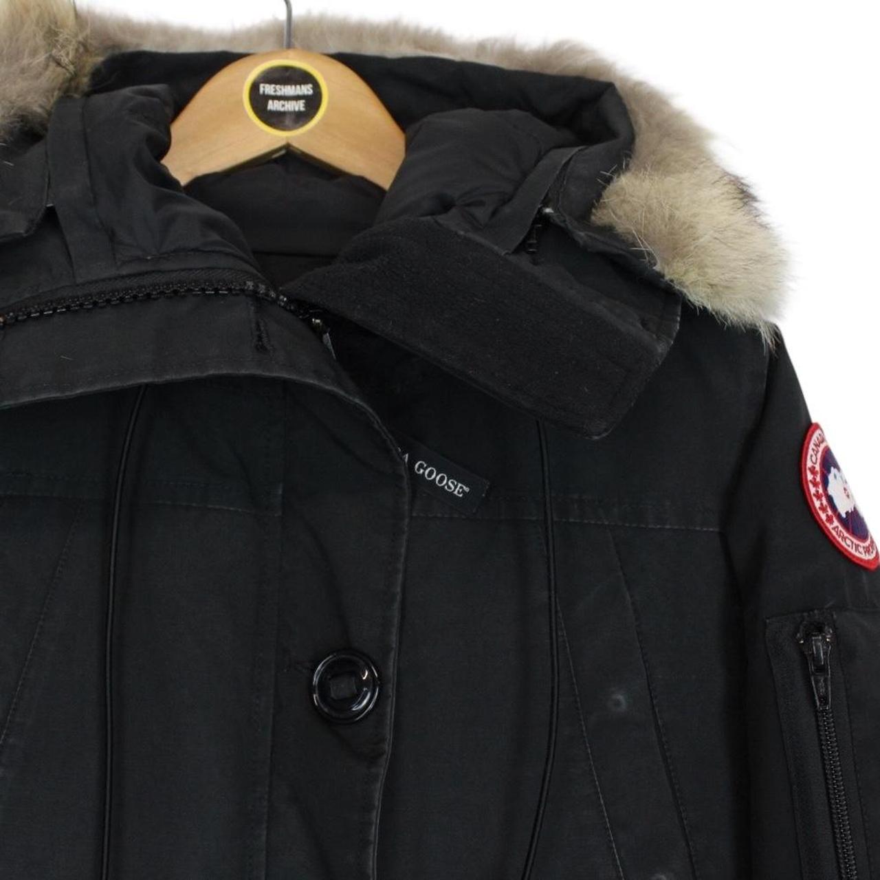 Canada Goose Black Montebello Parka Down Coat with Fur Trim