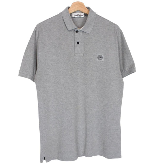 Stone Island SS 2017 Grey Short Sleeve Compass Cotton Polo Shirt