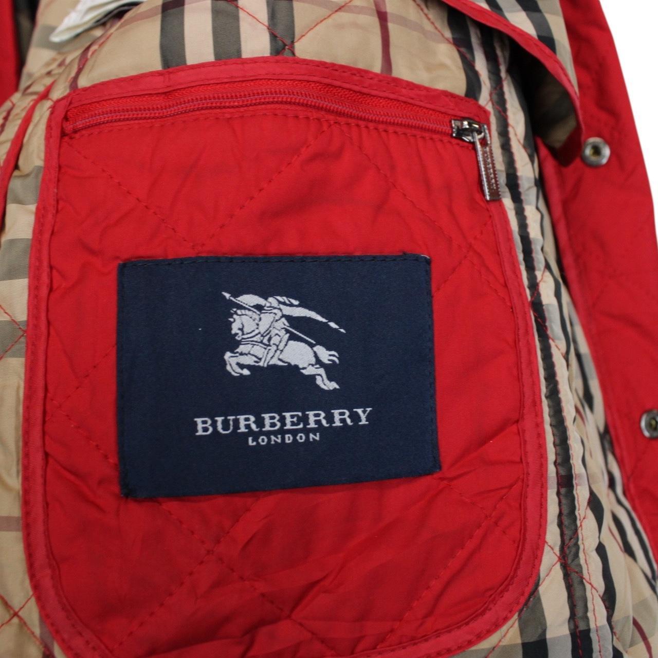 Vintage Burberry London Red Nova Check Lined Quilted Coat