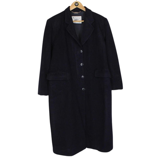 Vintage 90s Burberry Navy Blue Virgin Wool Blend Coat