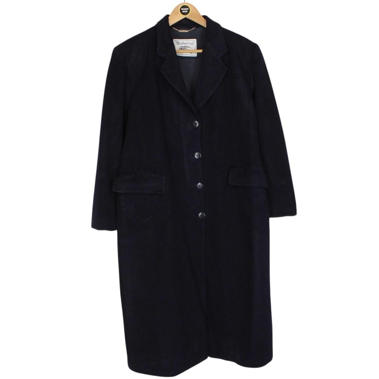Vintage 90s Burberry Navy Blue Virgin Wool Blend Coat