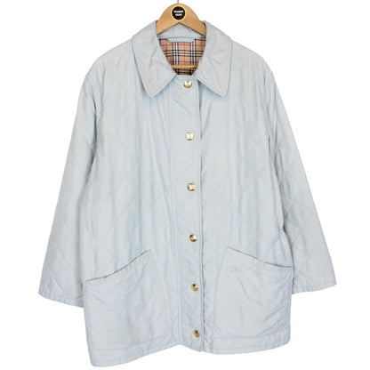 Vintage 90s Burberry Light Blue Nova Check Diamond Quilted Jacket