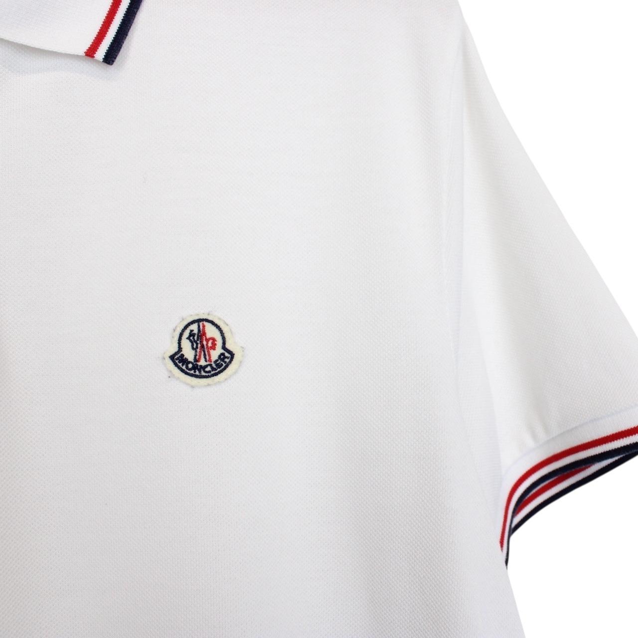 Moncler Maglia Manica Corta White Short Sleeve Cotton Polo Shirt