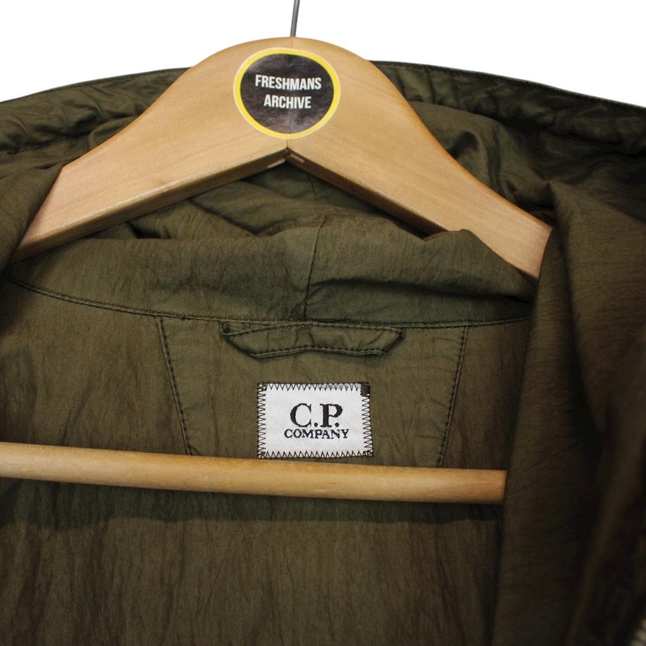 CP Company Khaki Green Full Zip Nylon Lens Hooded Jacket