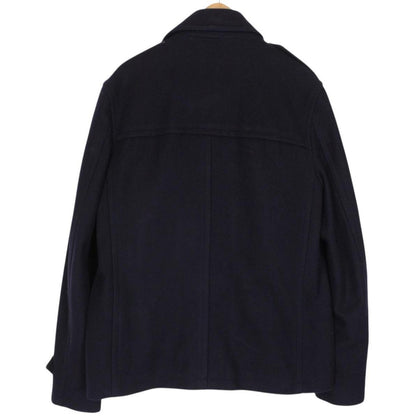 Burberry Brit Navy Blue Button Up Nova Check Lined Wool Jacket