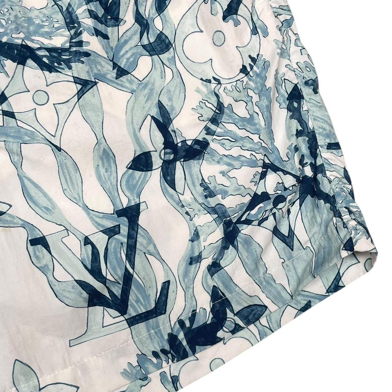 Louis Vuitton White and Blue Aquagarden Monogram Swim Shorts