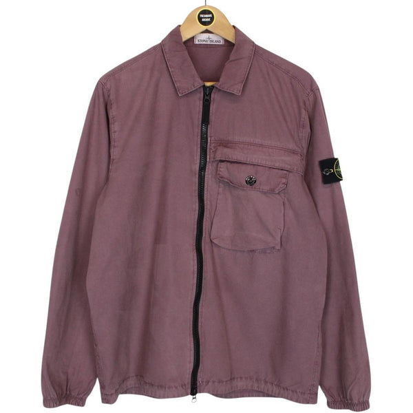 Stone Island AW 2020 Burgundy Full Zip Cotton Overshirt Jacket