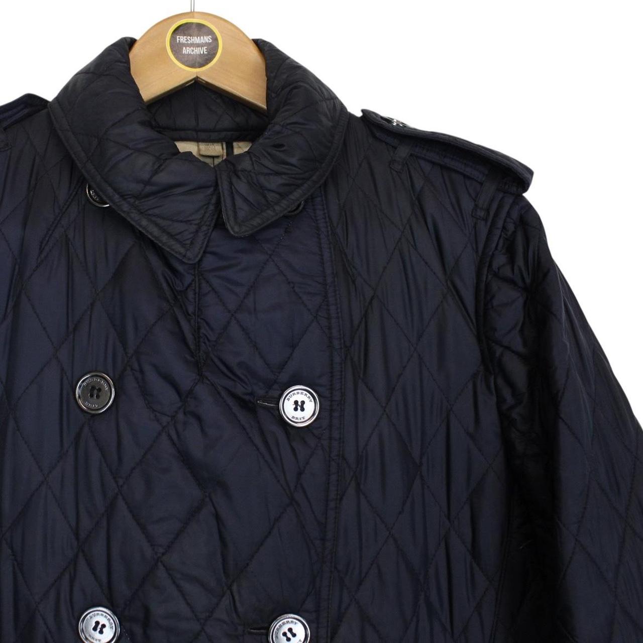 Burberry Brit Navy Blue Nova Check Lined Diamond Quilted Coat