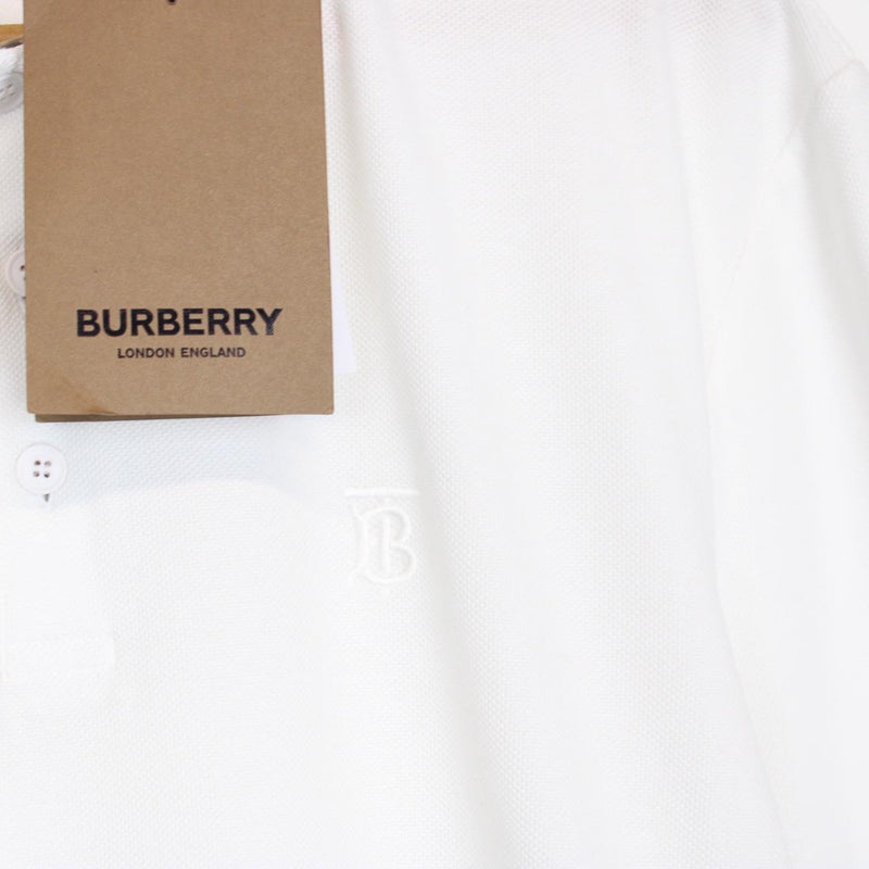 Burberry Eddie White and Tan Nova Check Short Sleeve Cotton Polo Shirt