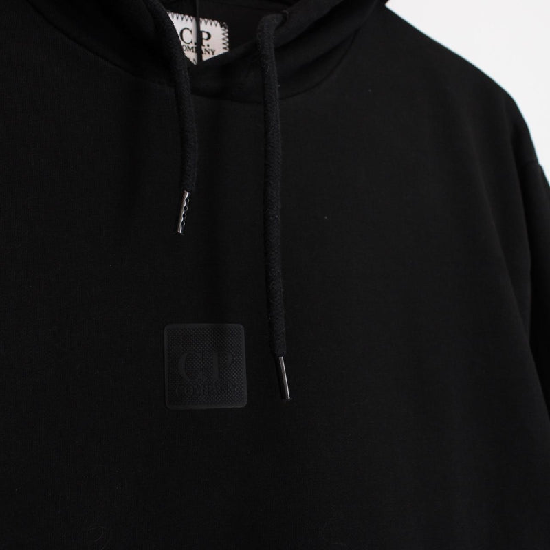 CP Company Metropolis Black Cotton Block Logo Hoodie Jumper