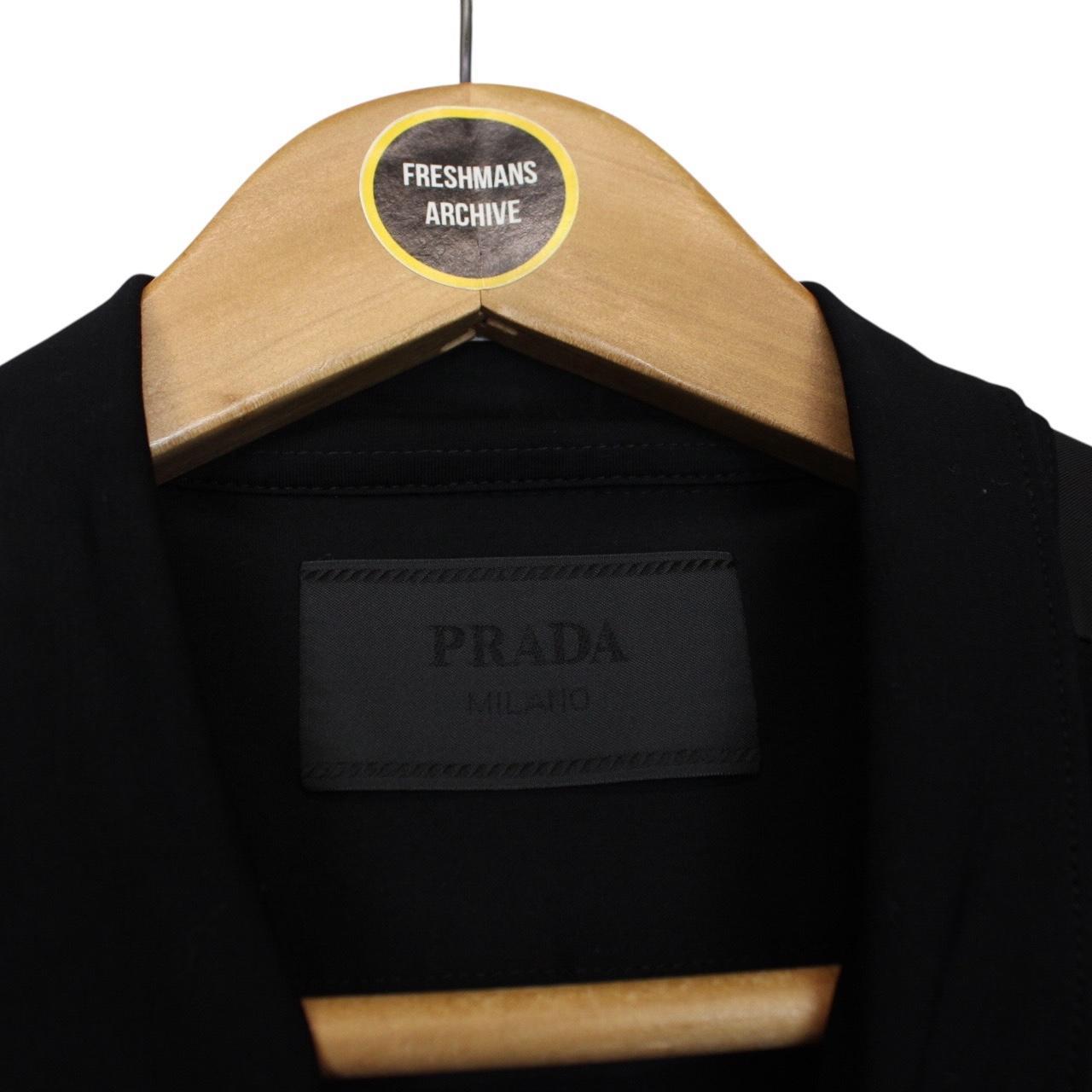 Prada Black Short Sleeve Cotton Badge Re-Nylon Pocket Polo Shirt