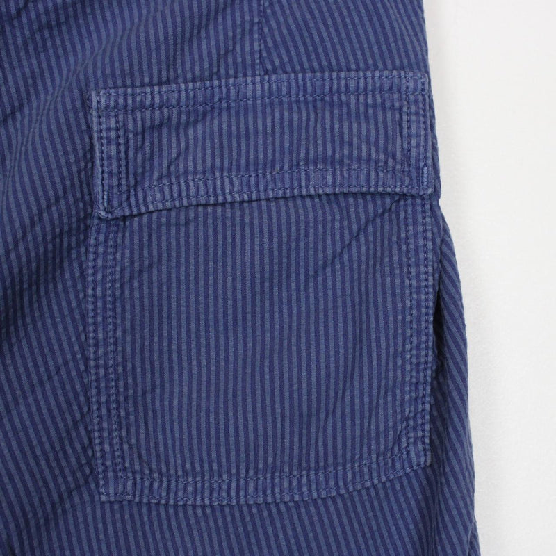 CP Company Navy and Blue Striped Cotton Seersucker Shorts