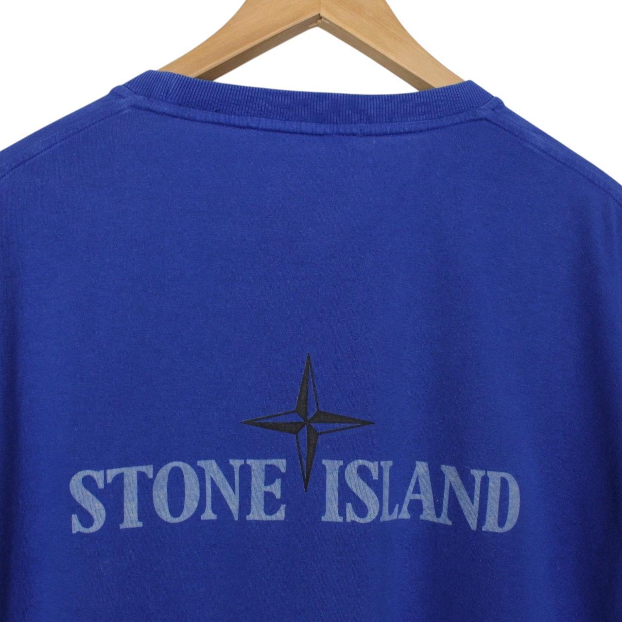 Stone Island Blue Short Sleeve Cotton Logo Print T-Shirt