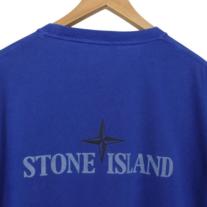 Stone Island Blue Short Sleeve Cotton Logo Print T-Shirt