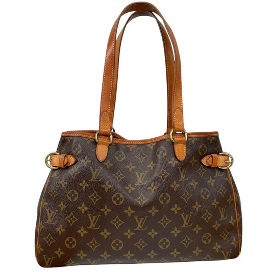 Louis Vuitton Brown Coated Canvas/Leather Vertical Monogram Tote Batignolles Bag