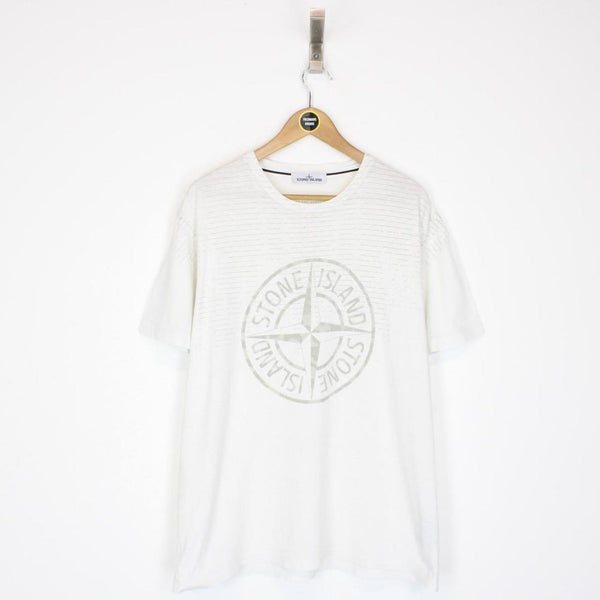 Stone Island White Short Sleeve Compass Print T-Shirt
