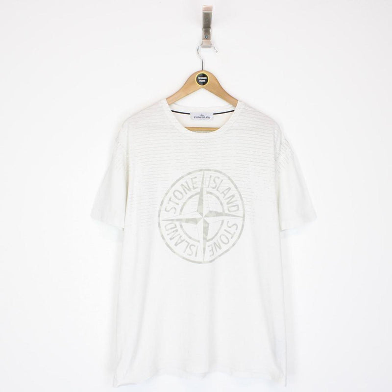 Stone Island White Short Sleeve Compass Print T-Shirt