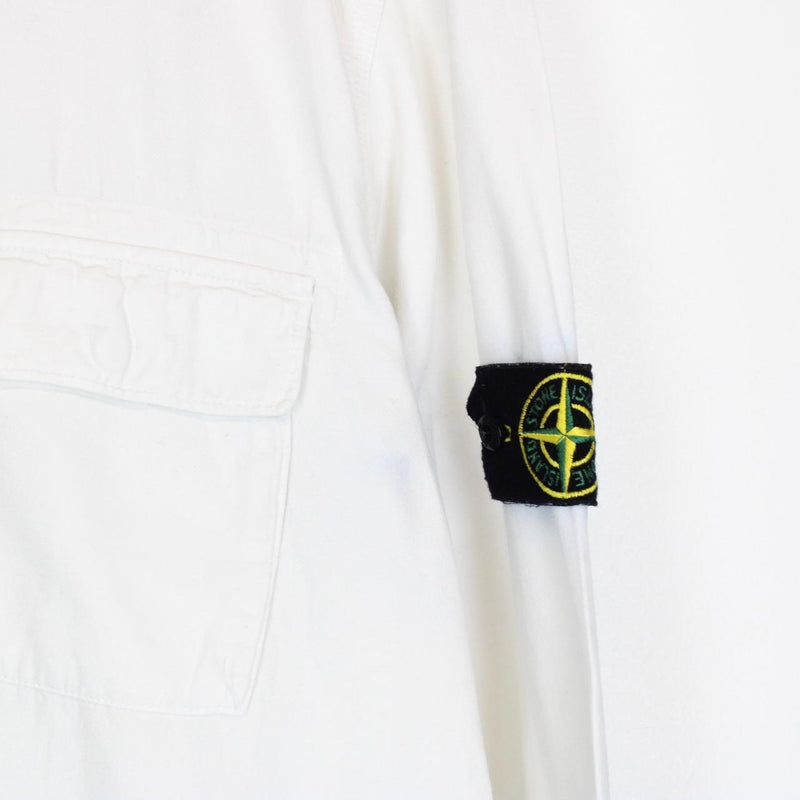 Stone Island White Button Up Cotton Overshirt Jacket