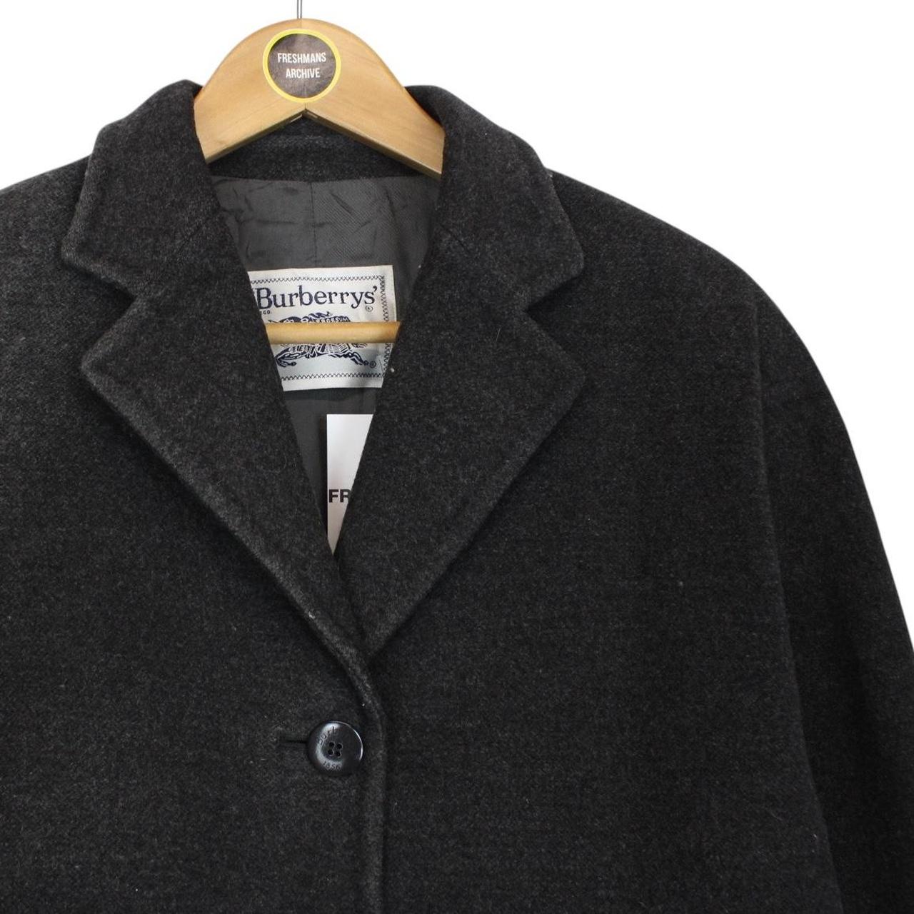 Vintage 90s Burberry Dark Grey Cashmere Wool Blend Coat