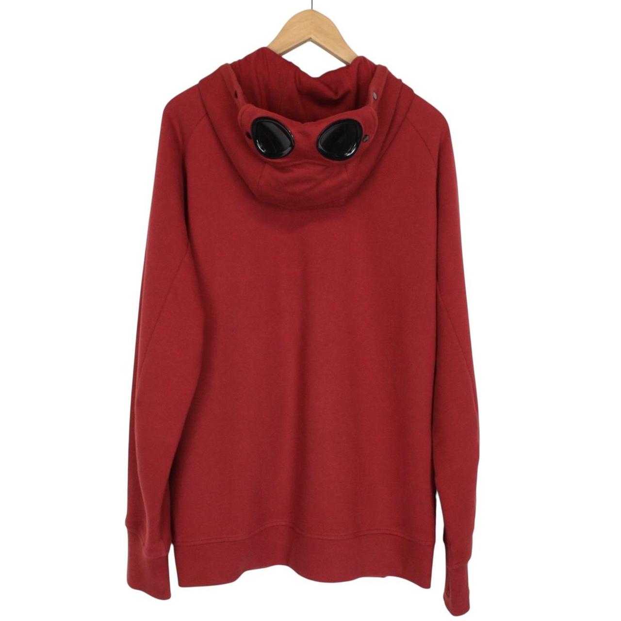 CP Company Burgundy Cotton Full Zip Goggle Hoodie Jumper