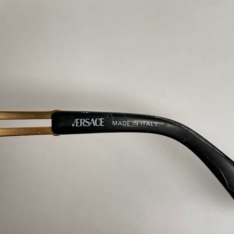 Vintage Versace Black and Gold S28 Round Sunglasses