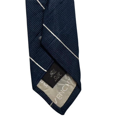 Givenchy navy blue polyester tie featuring Thomas Jefferson University logo.
