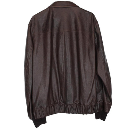 Gucci Horsebit Brown Full Zip Lambskin Leather Bomber Jacket