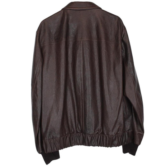 Gucci Horsebit Brown Full Zip Lambskin Leather Bomber Jacket