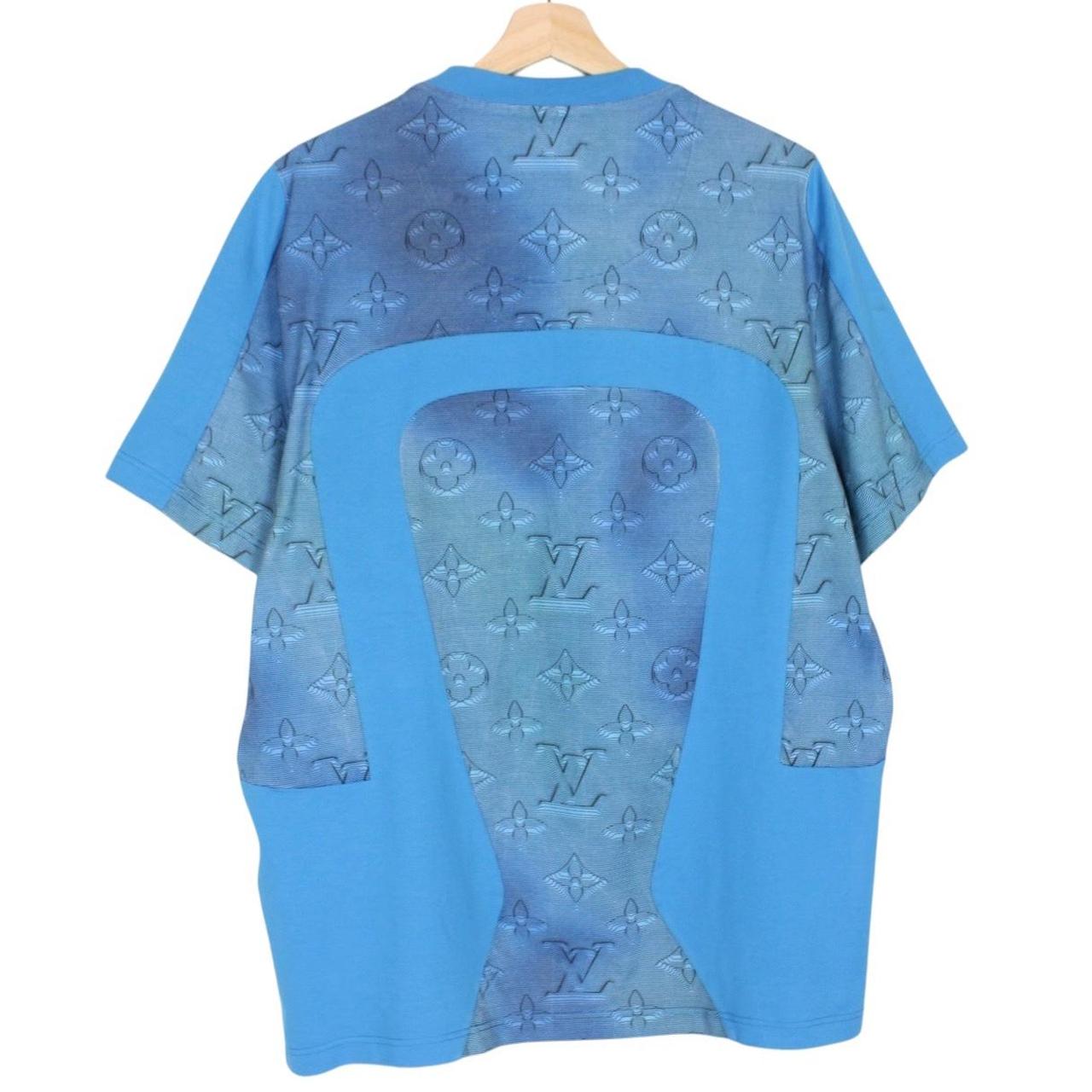 Louis Vuitton LV Blue 2054 Intarsia Print Short Sleeve Cotton T-Shirt