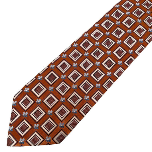Ermenegildo Zegna Orange Geometric Silk Tie
