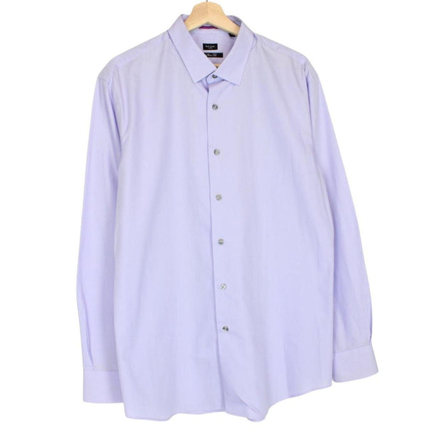 Paul Smith purple long sleeve cotton shirt with logo detail and classic fit.